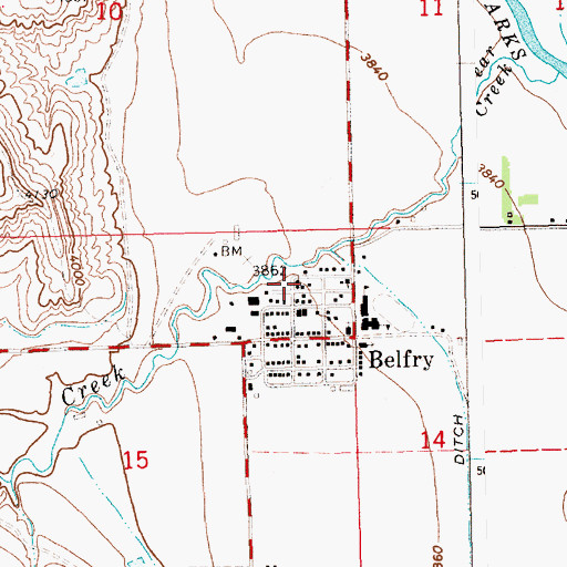 Topographic Map of Belfry Rural Fire District 9, MT