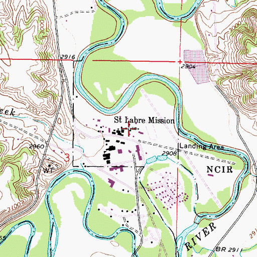 Topographic Map of Saint Labre Fire Service, MT