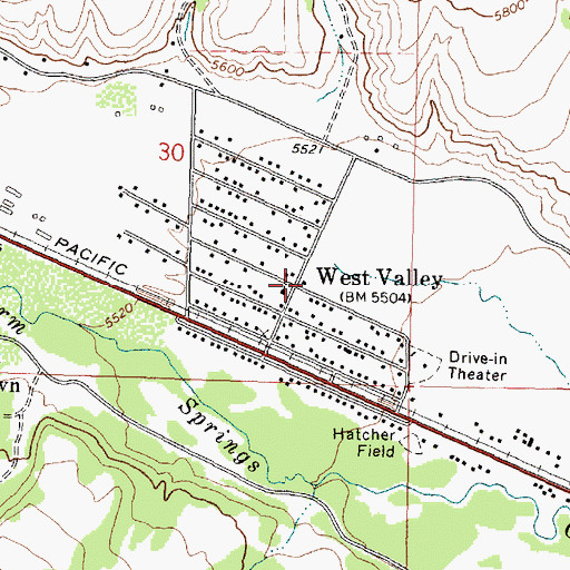 Topographic Map of West Valley Anaconda Volunteer Fire Department, MT