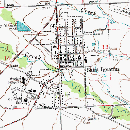Topographic Map of Saint Ignatius Fire Department, MT