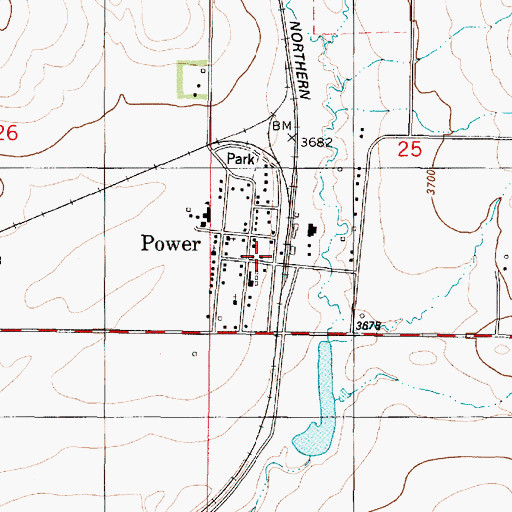 Topographic Map of Power Volunteer Fire Department, MT