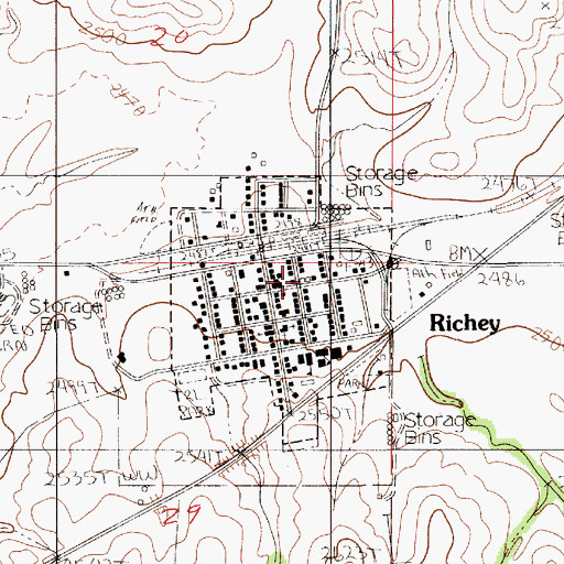 Topographic Map of Richey Volunteer Fire Department, MT
