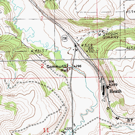 Topographic Map of Heath Rural Fire District, MT