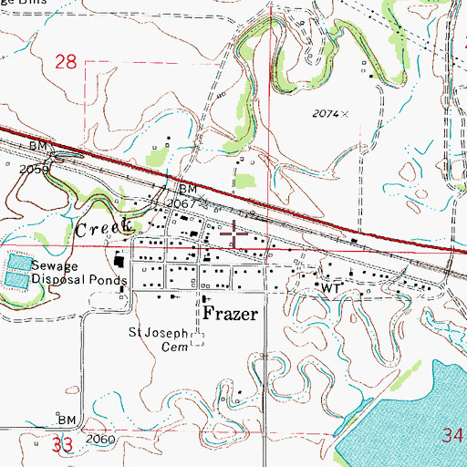 Topographic Map of Frazer Volunteer Fire Company, MT