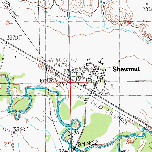 Topographic Map of Wheatland County Fire Department, MT