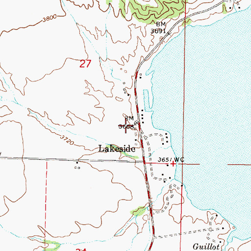 Topographic Map of Tri - Lakes Volunteer Fire Department Station 2, MT