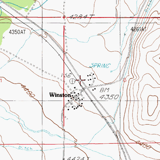 Topographic Map of Winston Volunteer Fire Company, MT