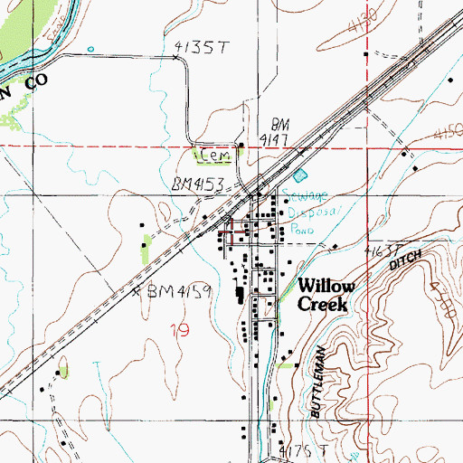 Topographic Map of Willow Creek Rural Fire District, MT
