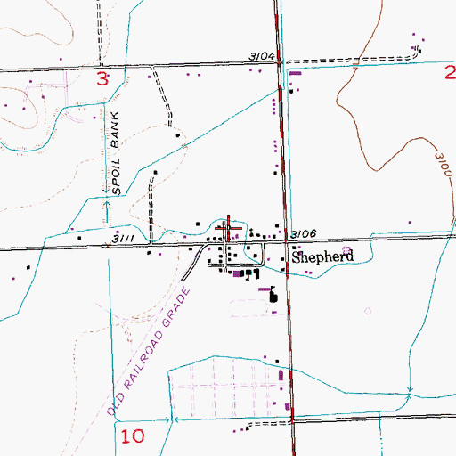 Topographic Map of Shepherd Volunteer Fire Department Station Headquarters, MT