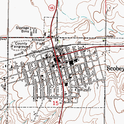 Topographic Map of Daniels County Rural Fire Department, MT