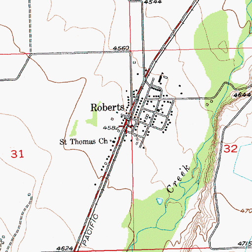 Topographic Map of Roberts Rural Fire District 6, MT