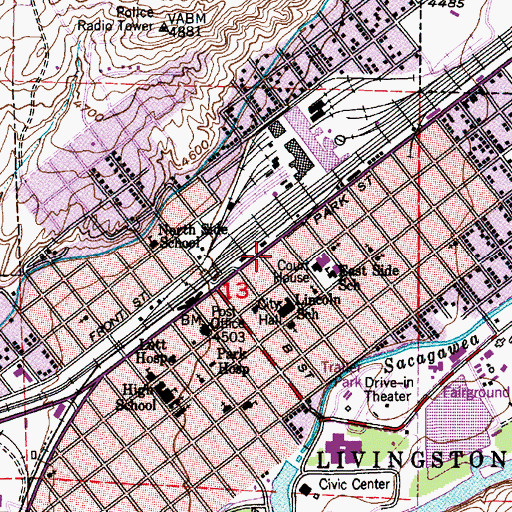 Topographic Map of Park County Rural Fire District 1, MT
