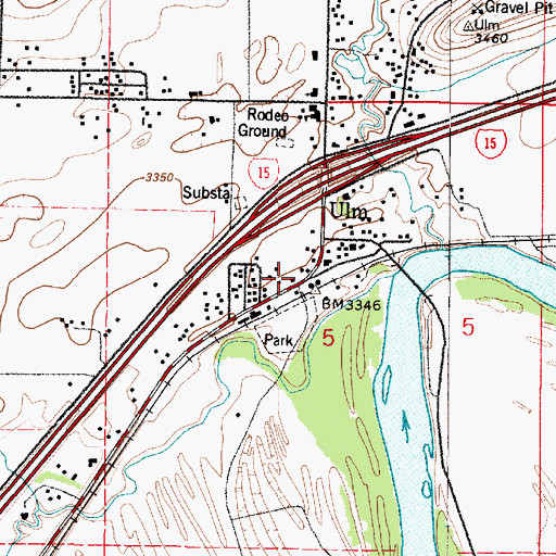 Topographic Map of Ulm Volunteer Fire Company, MT