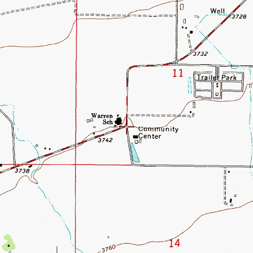 Topographic Map of East Valley Volunteer Fire Department Station 1, MT