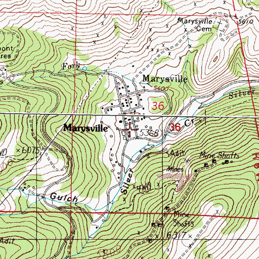 Topographic Map of Marysville Volunteer Fire Department, MT