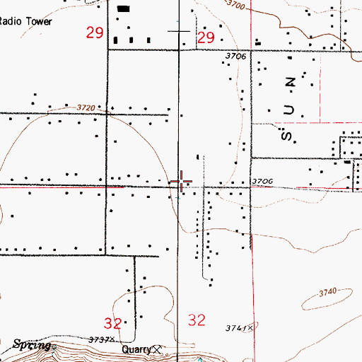 Topographic Map of Gore Hill Volunteer Fire Department, MT