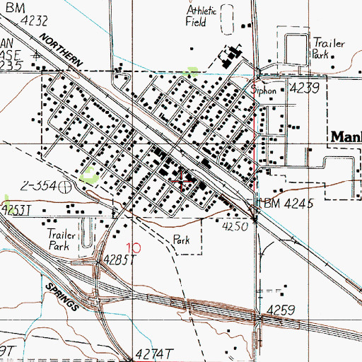 Topographic Map of Manhattan City Fire Department, MT