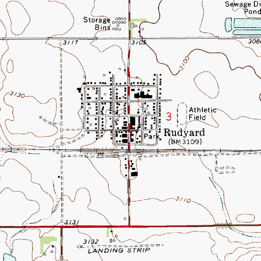 Topographic Map of Rudyard Rural Fire District, MT