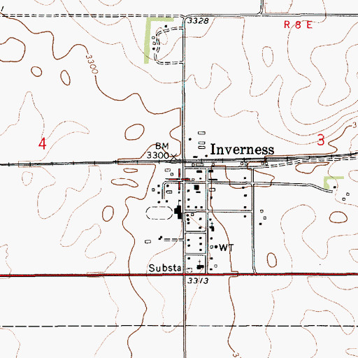 Topographic Map of Inverness Rural Fire Department, MT