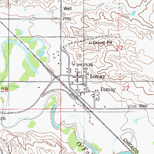 Topographic Map of Ismay Rural Volunteer Fire Company, MT