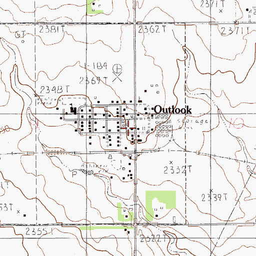 Topographic Map of Outlook Fire Department, MT