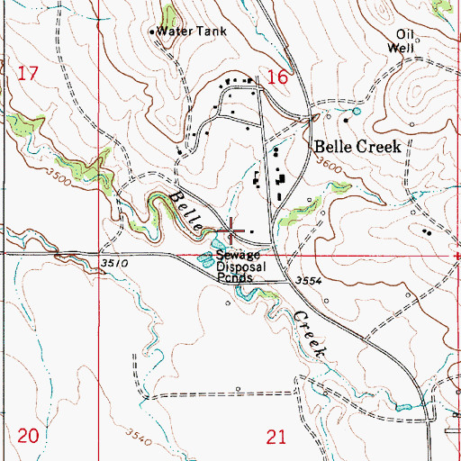Topographic Map of Belle Creek Rural Fire District, MT