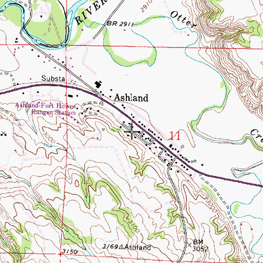 Topographic Map of Ashland Rural Fire District, MT