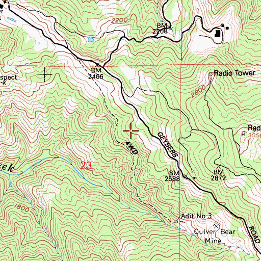 Topographic Map of Buckman Mines Housing Unit Number Two, CA