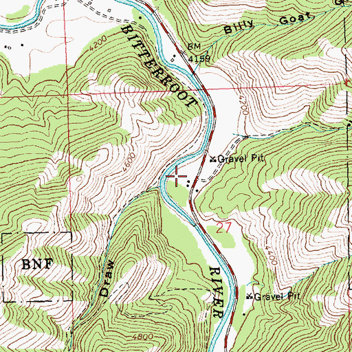 Topographic Map of Sula Rural Fire District Station 3, MT