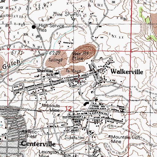 Topographic Map of Walkerville Volunteer Fire Department, MT
