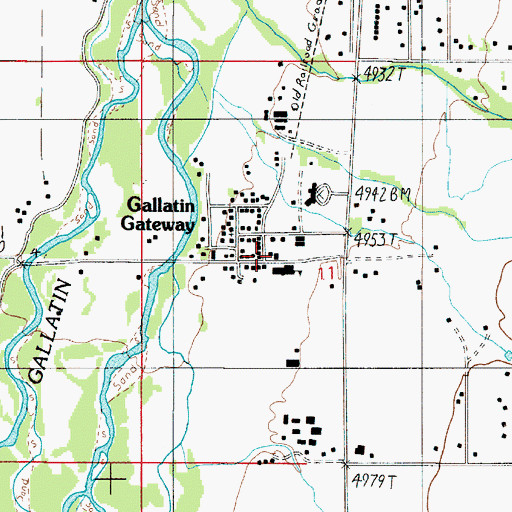 Topographic Map of Gallatin Gateway Rural Fire District, MT