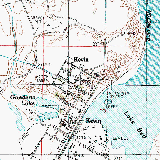 Topographic Map of Kevin Fire Department, MT