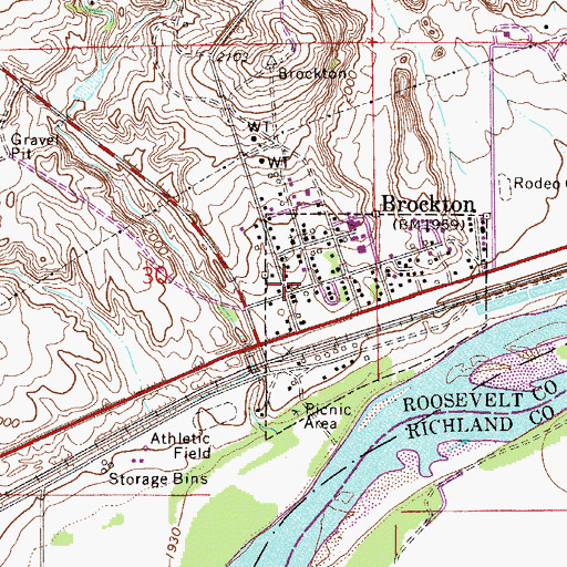 Topographic Map of Brockton Volunteer Fire Department, MT