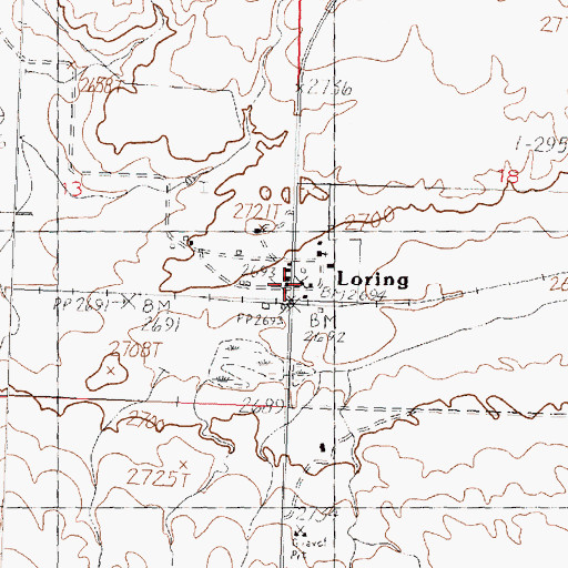 Topographic Map of Phillips County Volunteer Fire Company Loring Station, MT