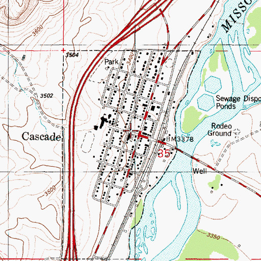 Topographic Map of Farmer Rancher Fire Volunteer Fire Department, MT
