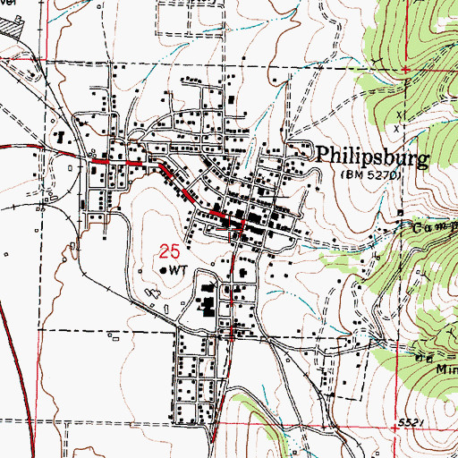 Topographic Map of Philipsburg Volunteer Fire Company, MT