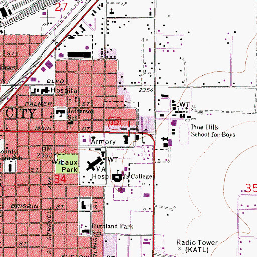 Topographic Map of Custer County Rural Volunteer Fire Company Miles City, MT