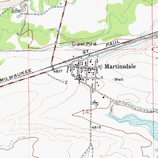 Topographic Map of Martinsdale Fire Service Area, MT