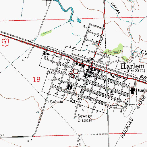 Topographic Map of Harlem Volunteer Fire Department, MT