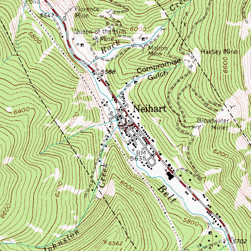 Topographic Map of Neihart Volunteer Fire Department, MT
