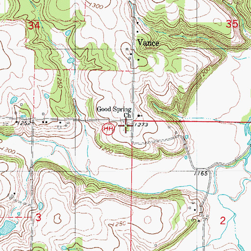 Topographic Map of Good Spring Cemetery, MO