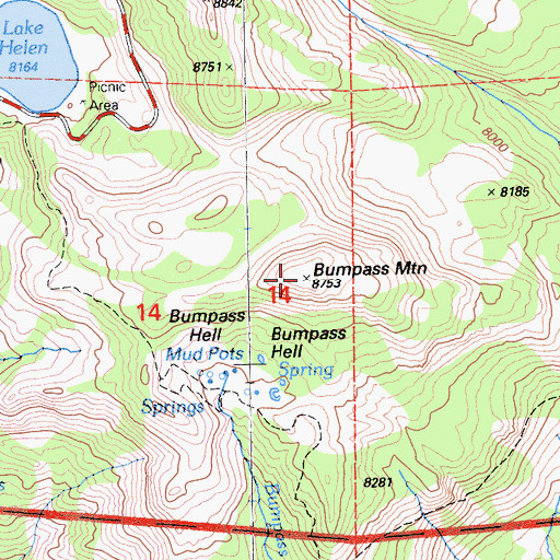 Topographic Map of Bumpass Mountain, CA