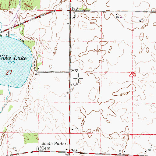 Topographic Map of Towns Farms, WI