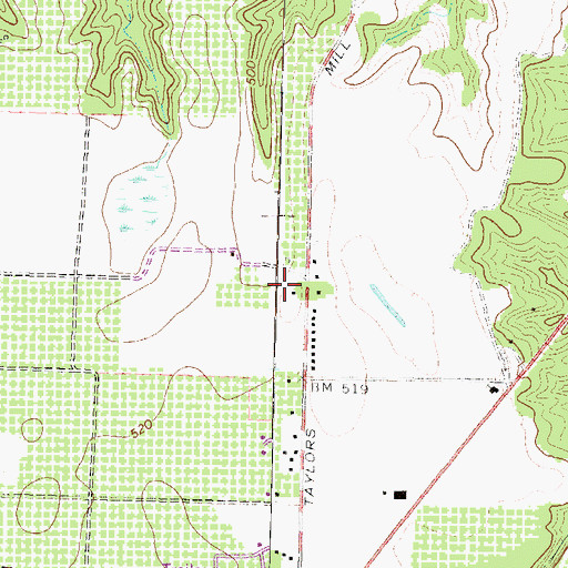 Topographic Map of Pineola Farms, GA