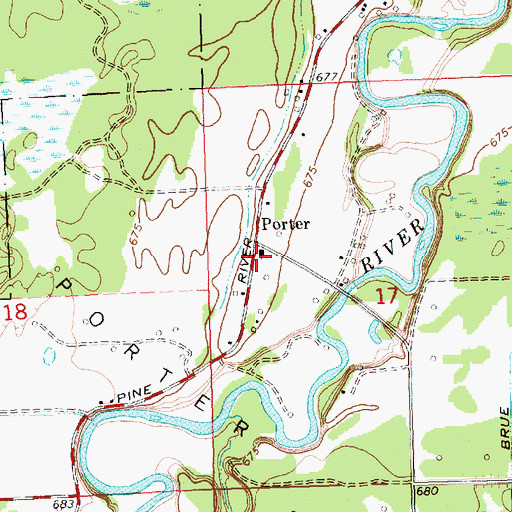 Topographic Map of Porter Free Methodist Church, MI