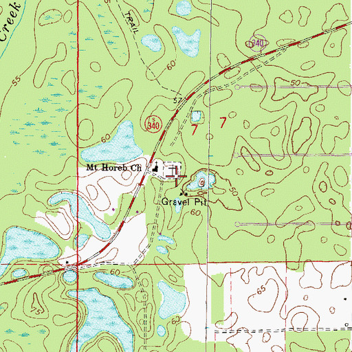 Topographic Map of Mount Horeb Cemetery, FL