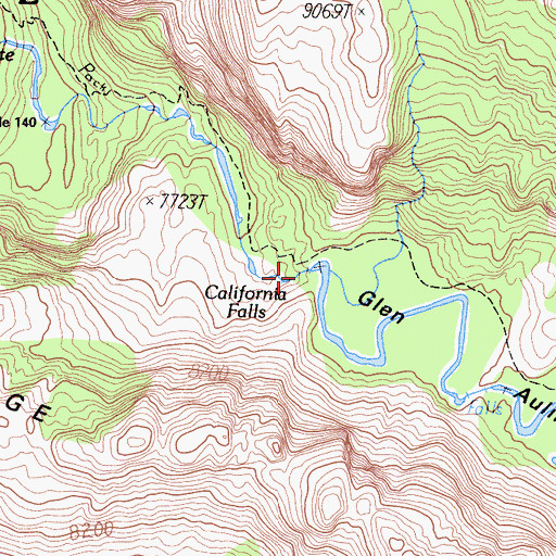 Topographic Map of California Falls, CA
