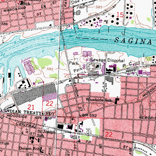 Topographic Map of Bay City Station, MI