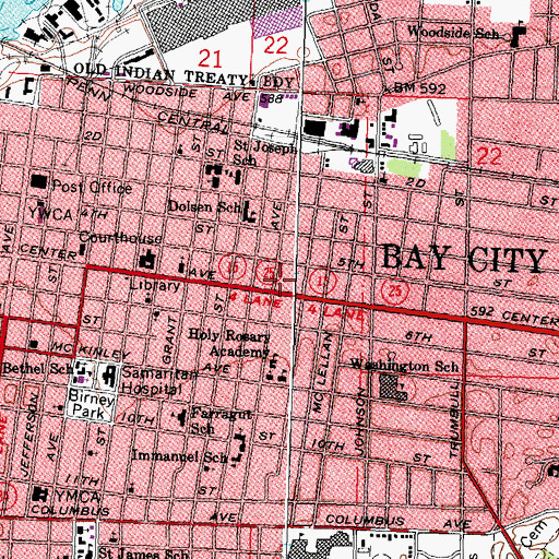 Topographic Map of Bay City Fire and Rescue Station 1, MI