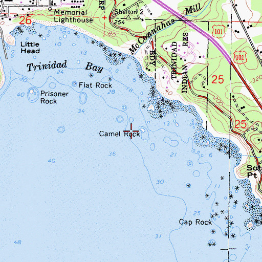 Topographic Map of Camel Rock, CA